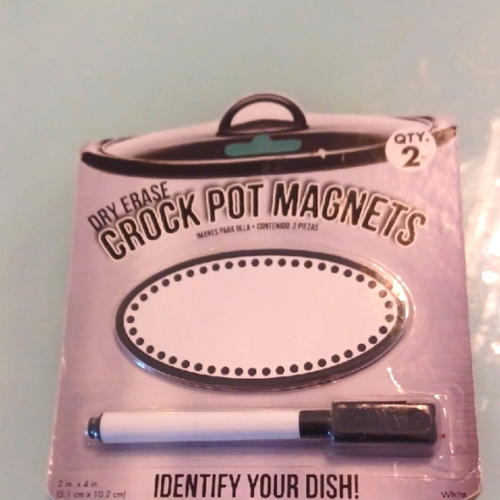 Dry Erase Crockpot Magnets (2) With Dry Eraser Marker NEW